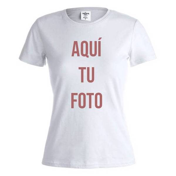 Camiseta Mujer Blanca "Keya" 150g/m2 personalizada con foto