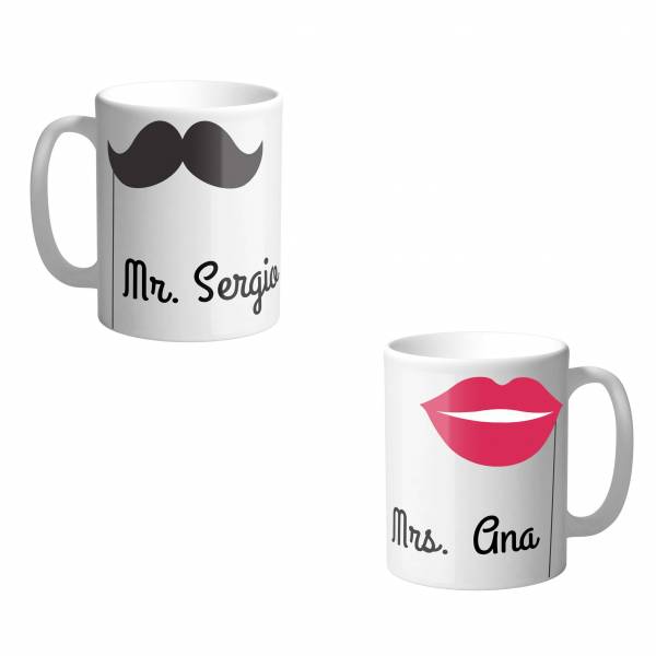 Pack de tazas pareja personalizadas "Mr y Mrs"