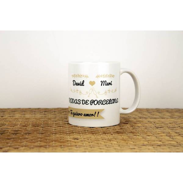 Foto real taza personalizada Bodas de para aniversario de bodas parte izquierda