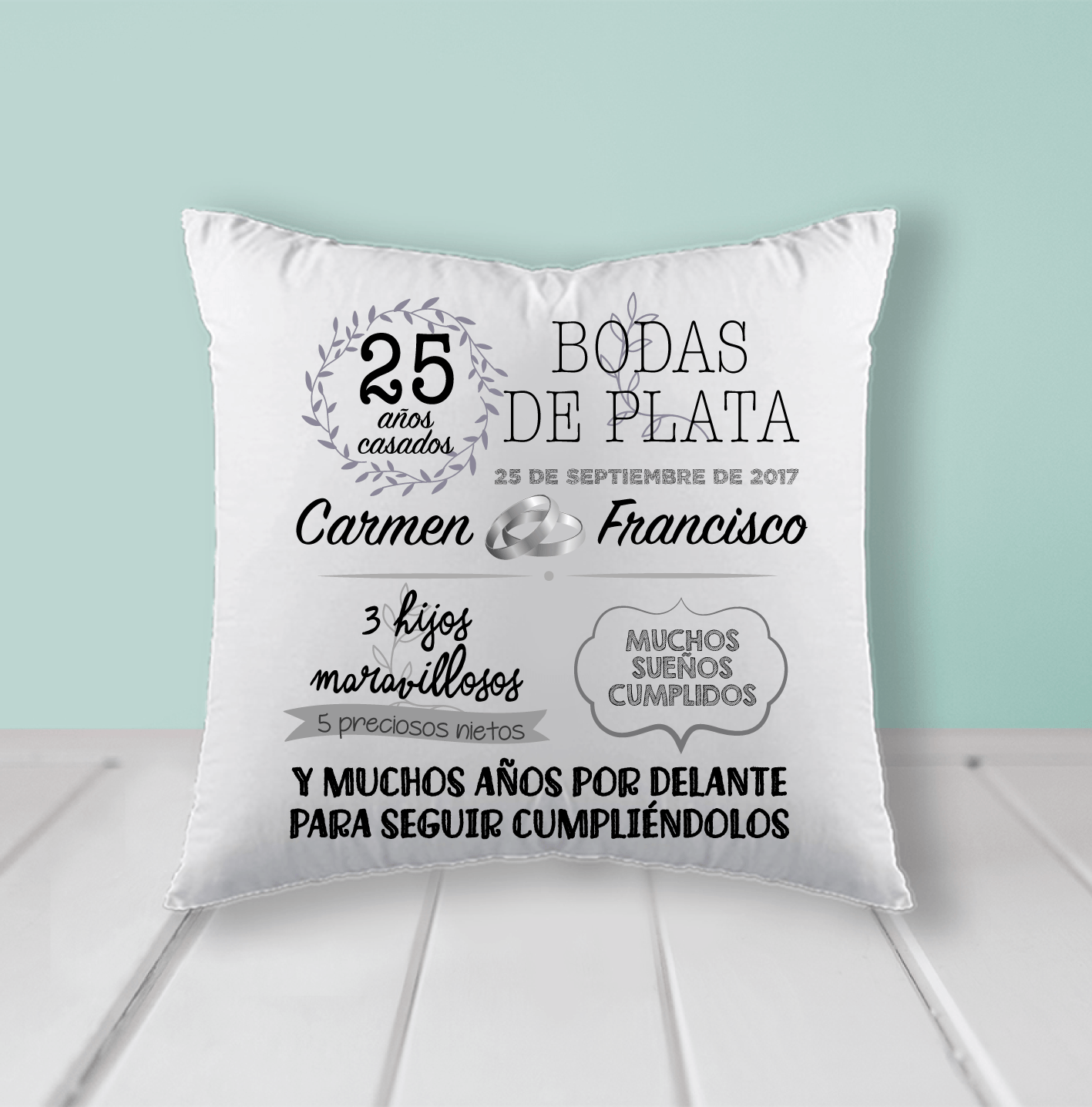 Cojín Personalizado Para Bodas De Plata Ar Regalos